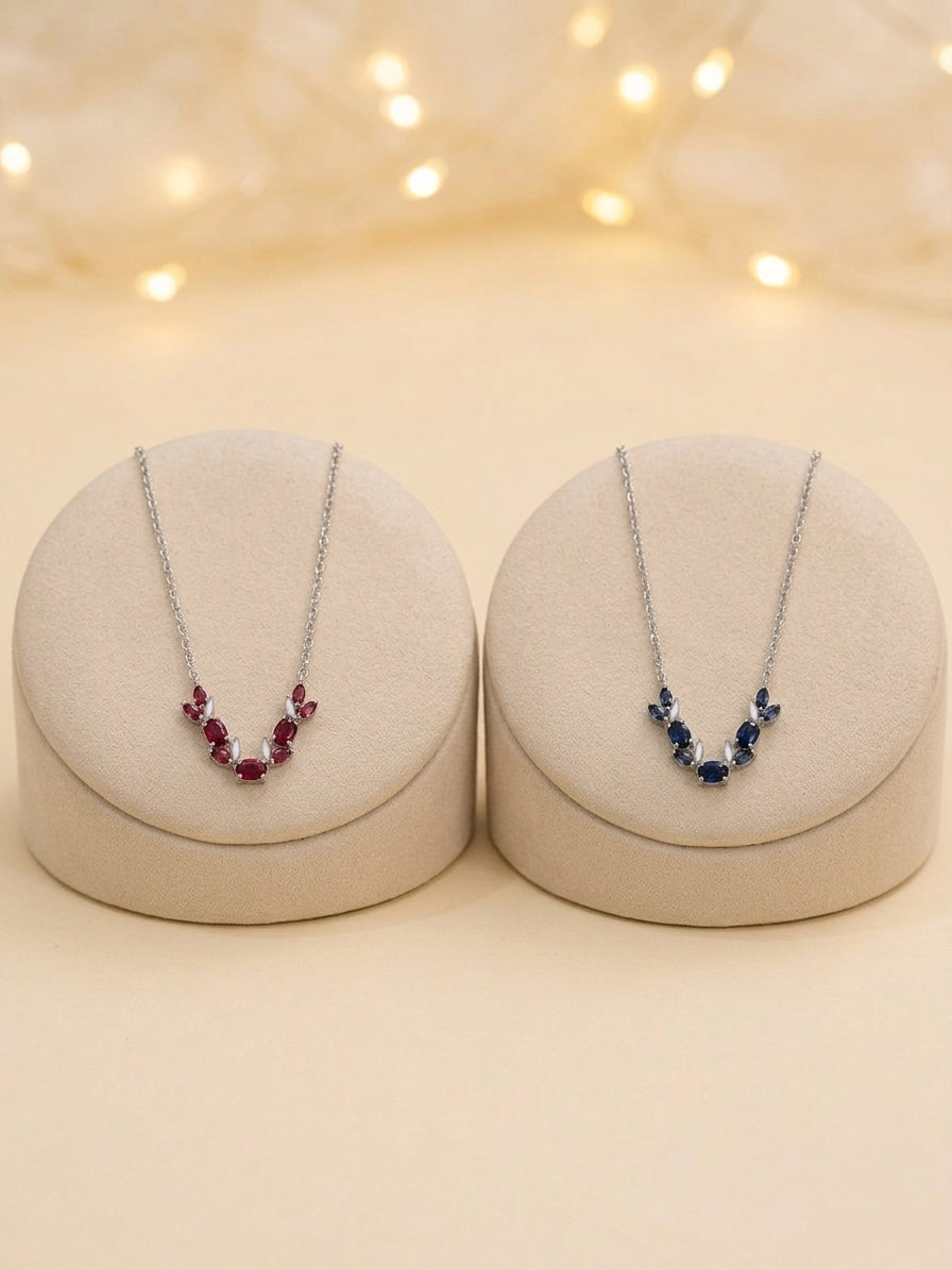Laurel Leaf Crystal Pendant Necklace