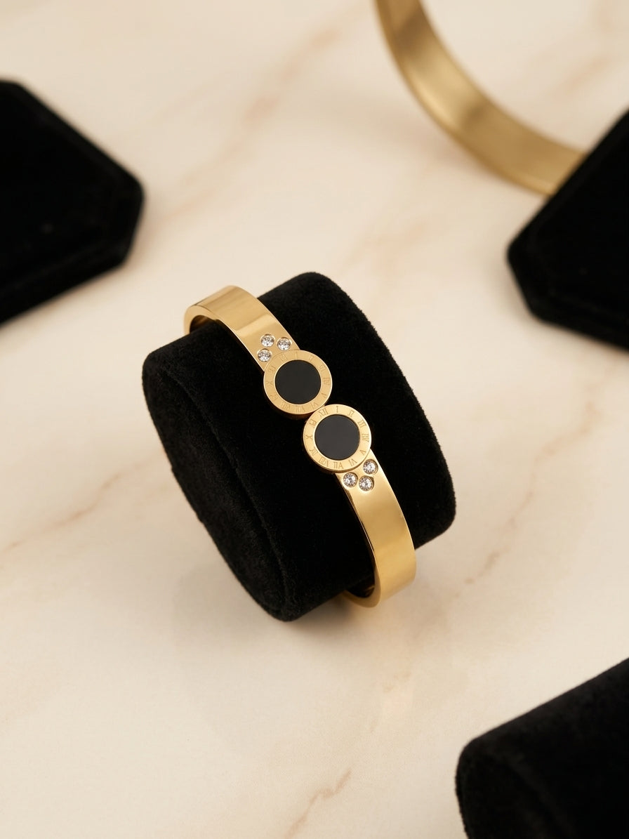 Luxe Iconic Motif Gold-Tone Cuff Bracelet