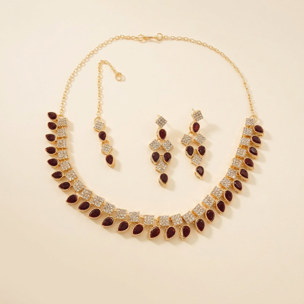 Elegance Teardrop Pavé Choker & Tikka Set