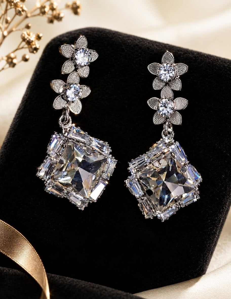 Aura Statement Silver-Tone Drop Earrings