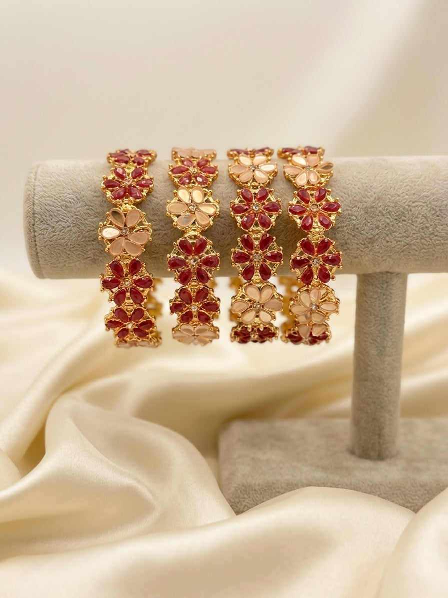 Floral Kundan Bangle Set