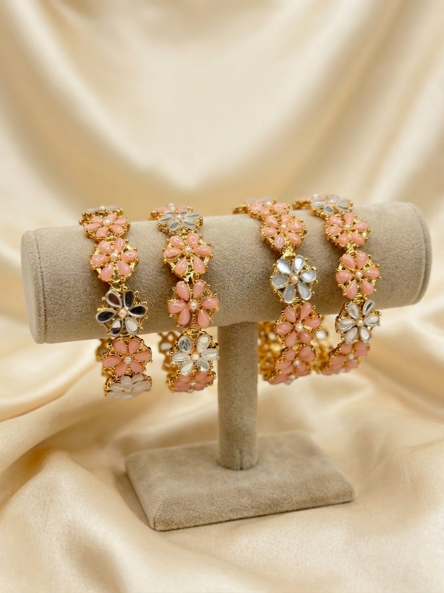 Floral Kundan Bangle Set