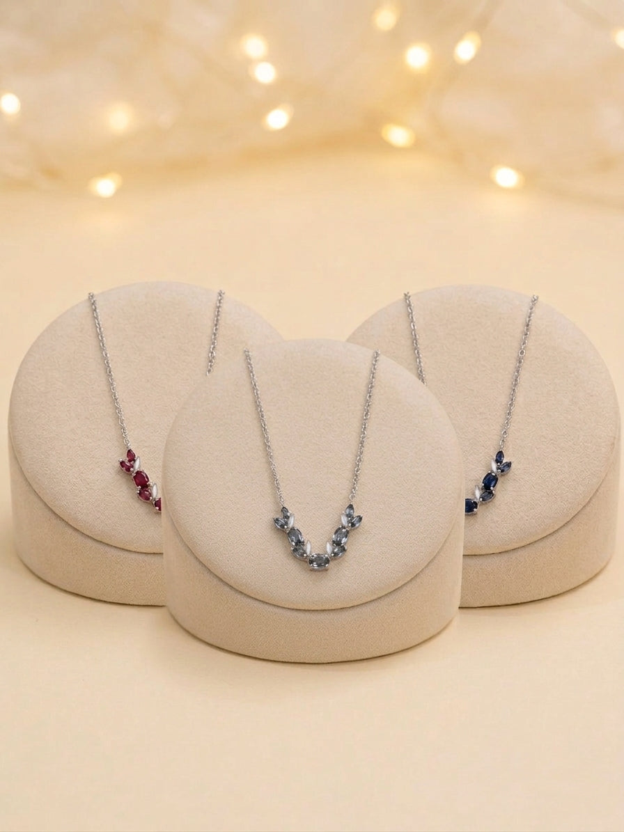 Laurel Leaf Crystal Pendant Necklace