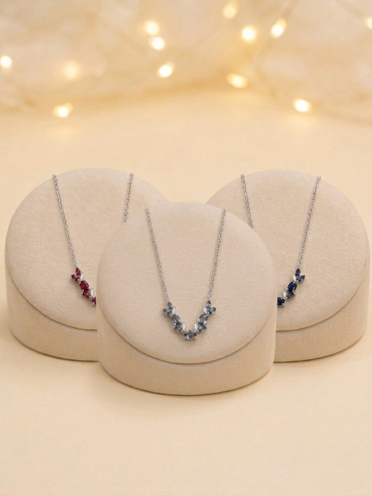 Laurel Leaf Crystal Pendant Necklace