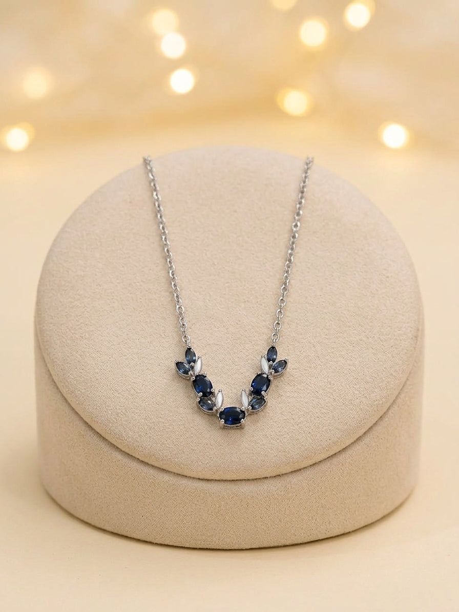 Laurel Leaf Crystal Pendant Necklace