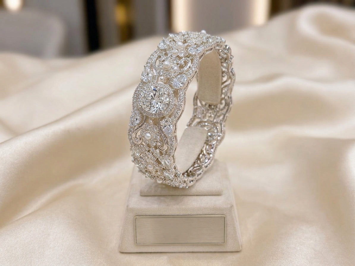 Aura Floral Filigree Statement Cuff Bangle
