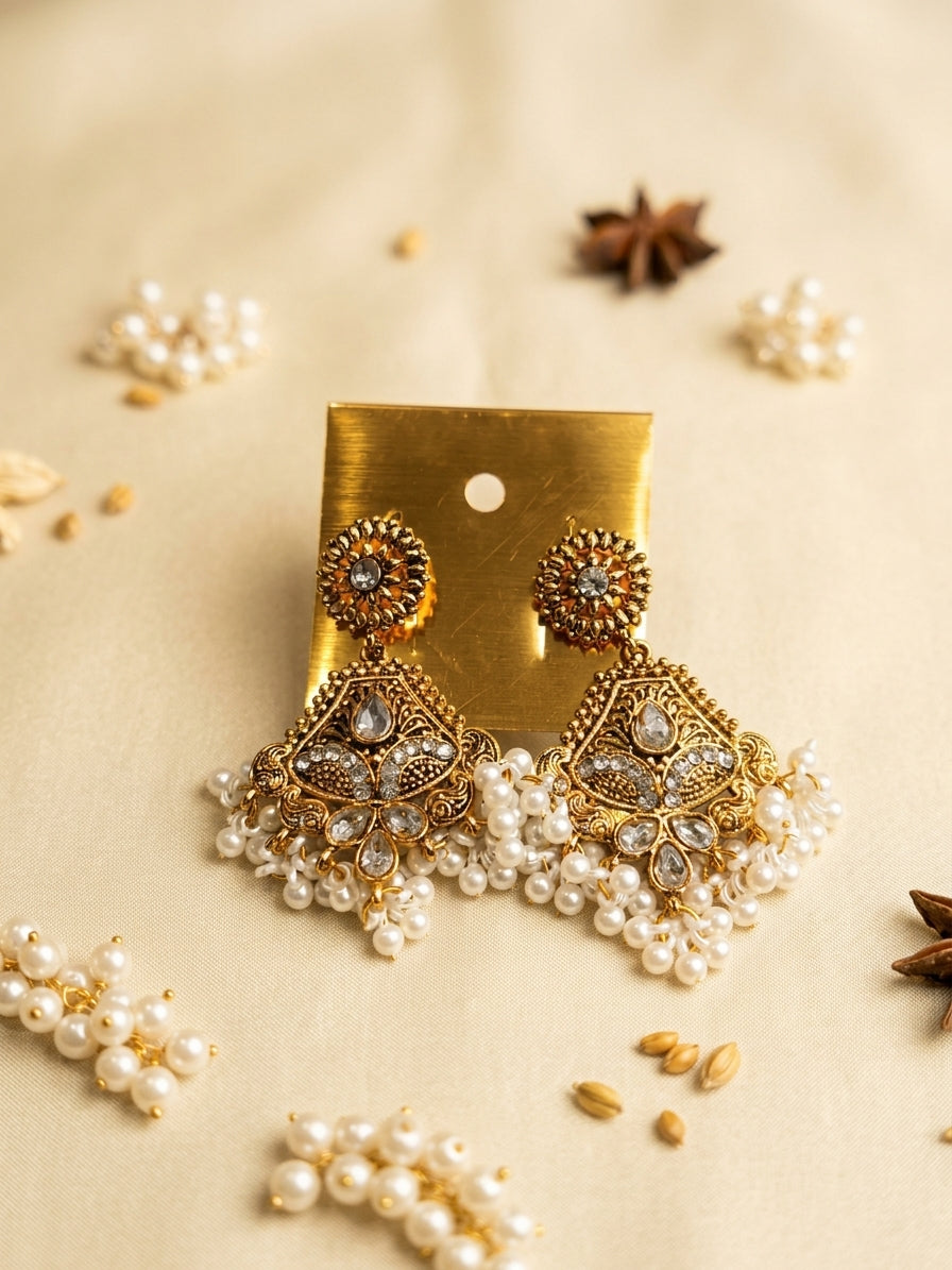 Aura Heritage Chandbali & Shield Drop Earrings