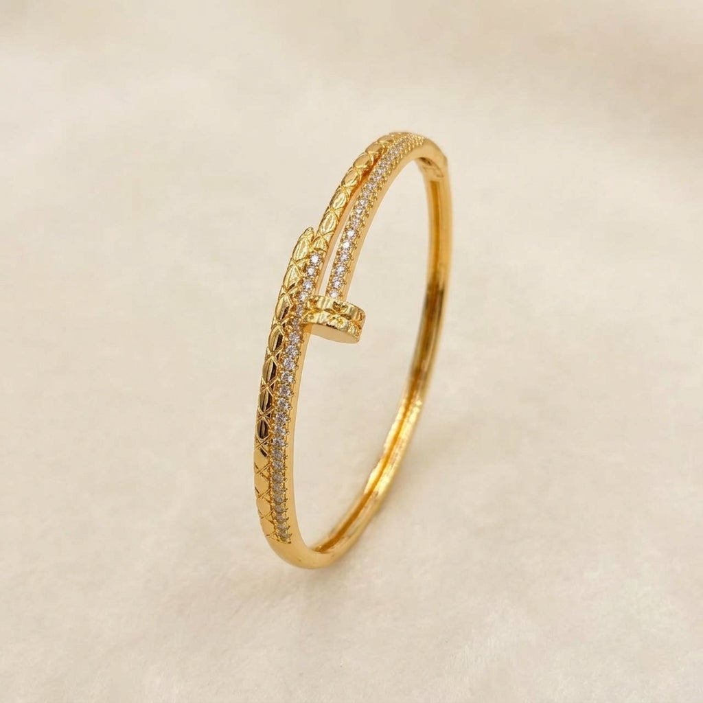Modern Luxe Pavé Gold-Tone Kada Bangle
