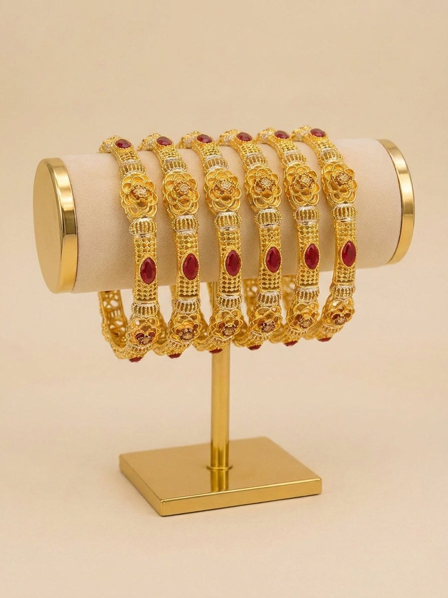 Aura Textured Carved Gold-Tone Bangle Collection