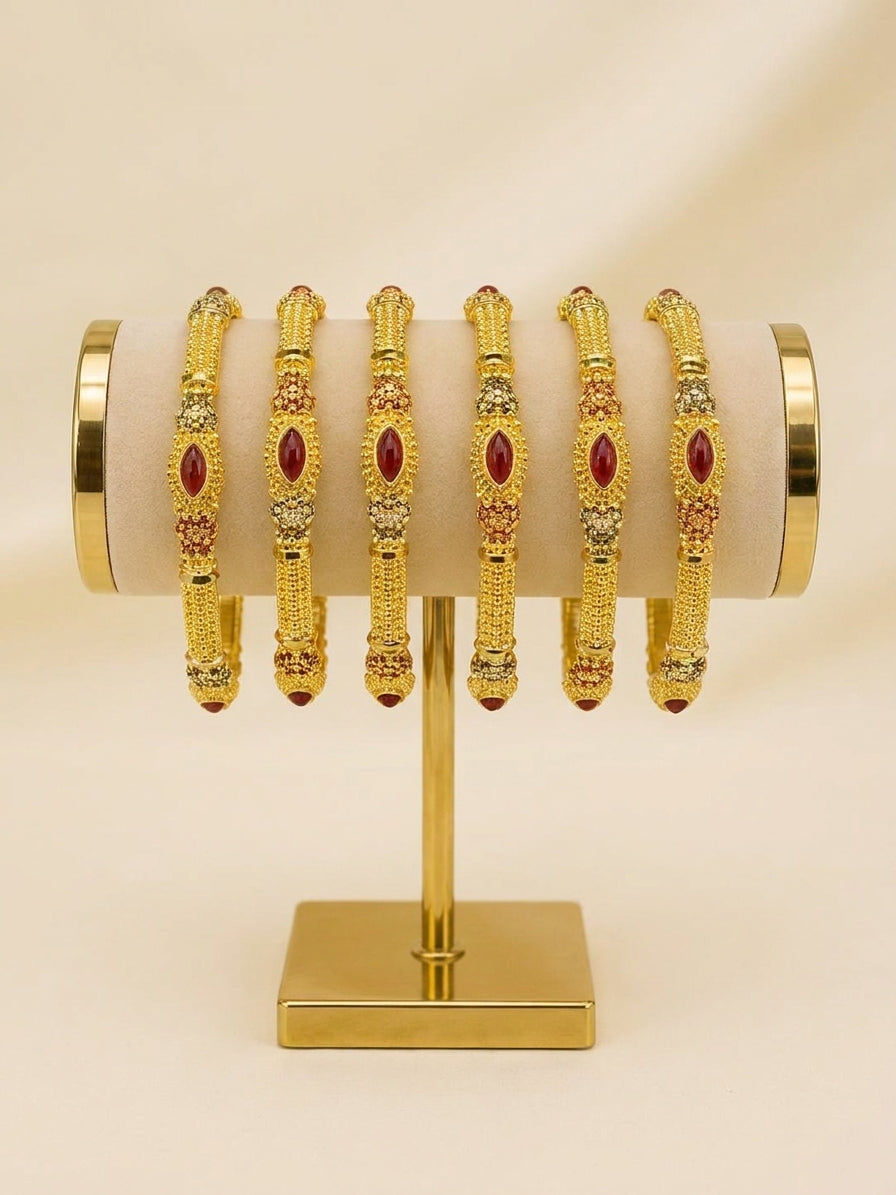 Aura Textured Carved Gold-Tone Bangle Collection