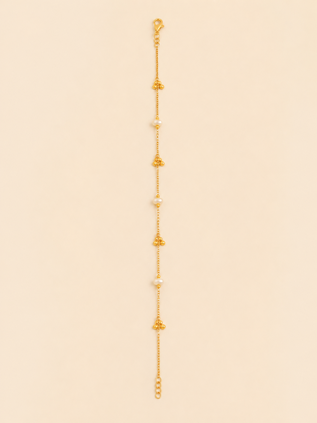 Pearl & Ghungroo Bead Gold-Tone Anklet