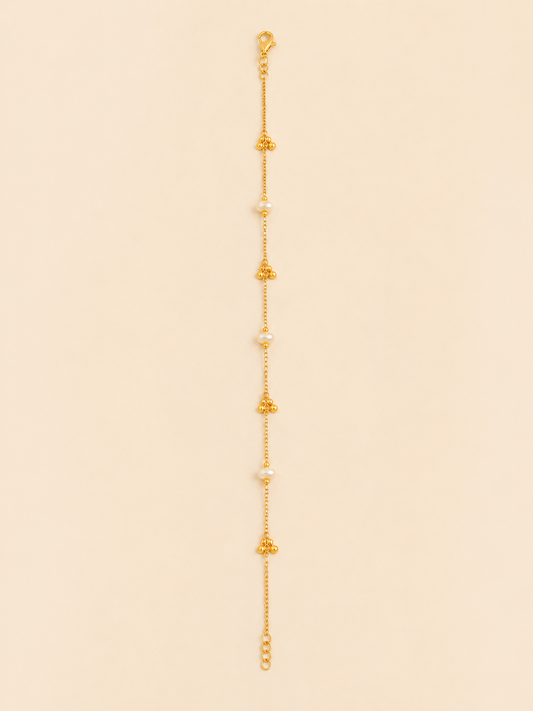 Pearl & Ghungroo Bead Gold-Tone Anklet