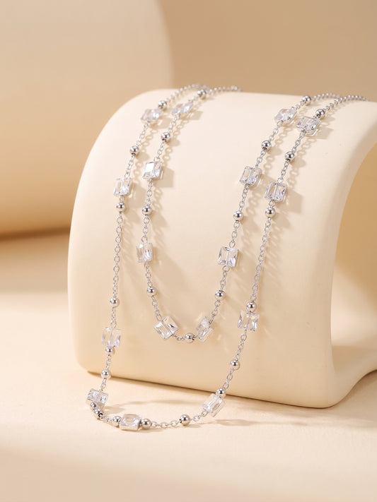 Crystal Silver-Tone Anklet