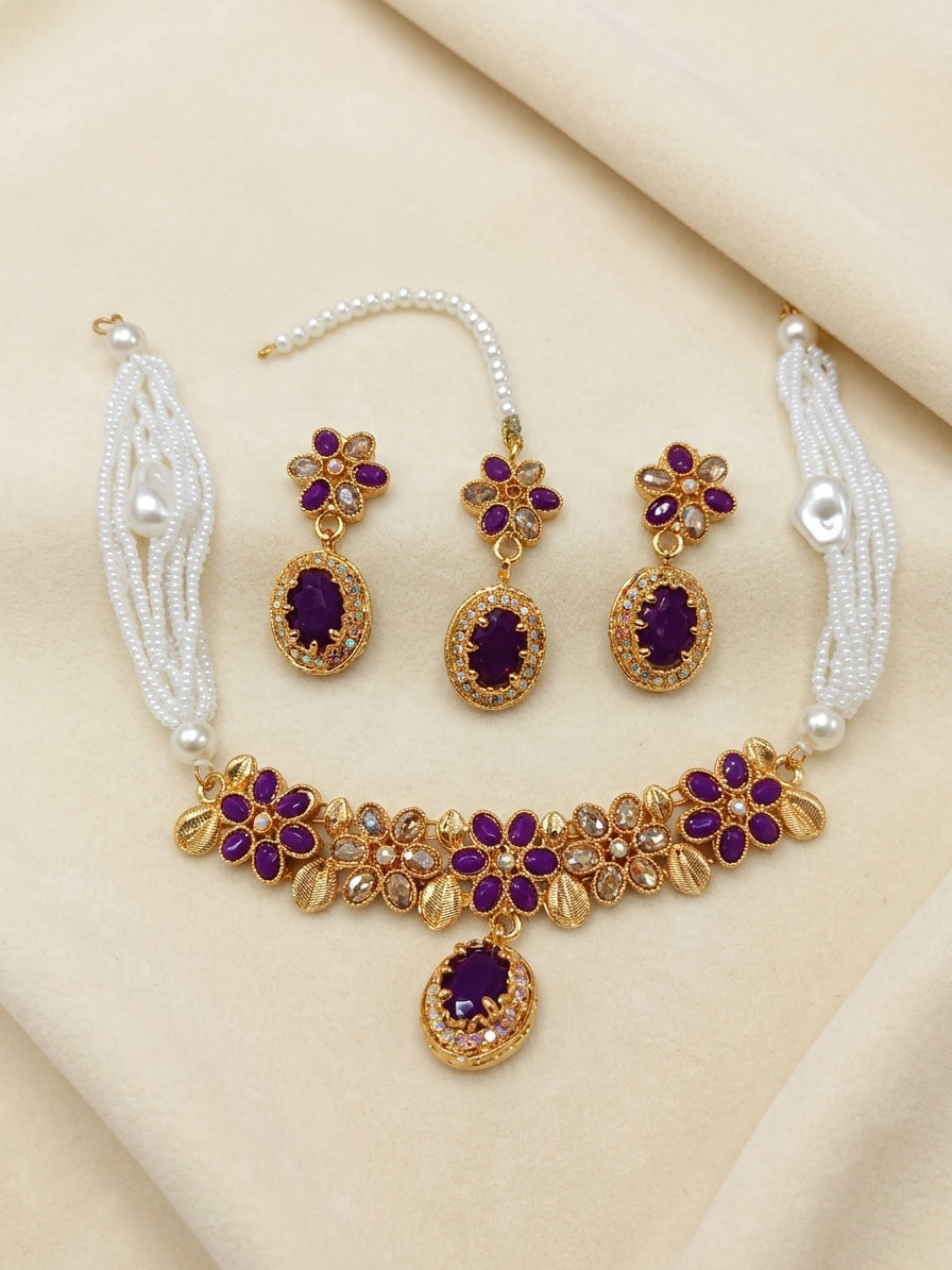 Flora Petal Multi-Strand Pearl Choker Set