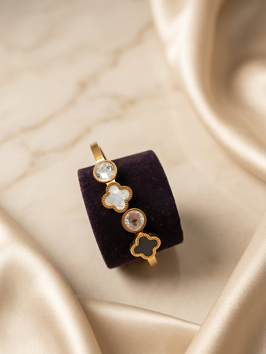 Luxe Iconic Motif Gold-Tone Cuff Bracelet