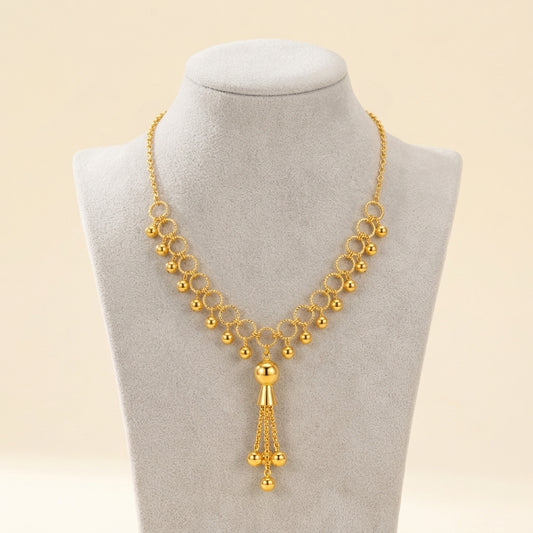 Aura Cascading Bead Tassel Gold-Tone Collar Necklace