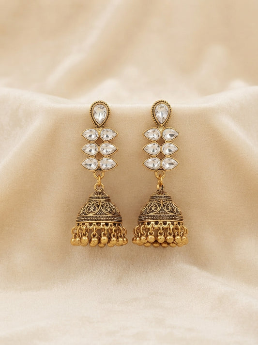 Aura Polki Leaf Dome Jhumka Earrings