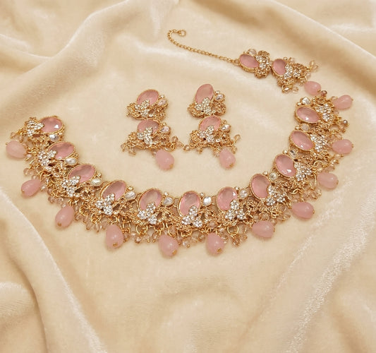 Blossom Cabochon Choker & Tikka Set