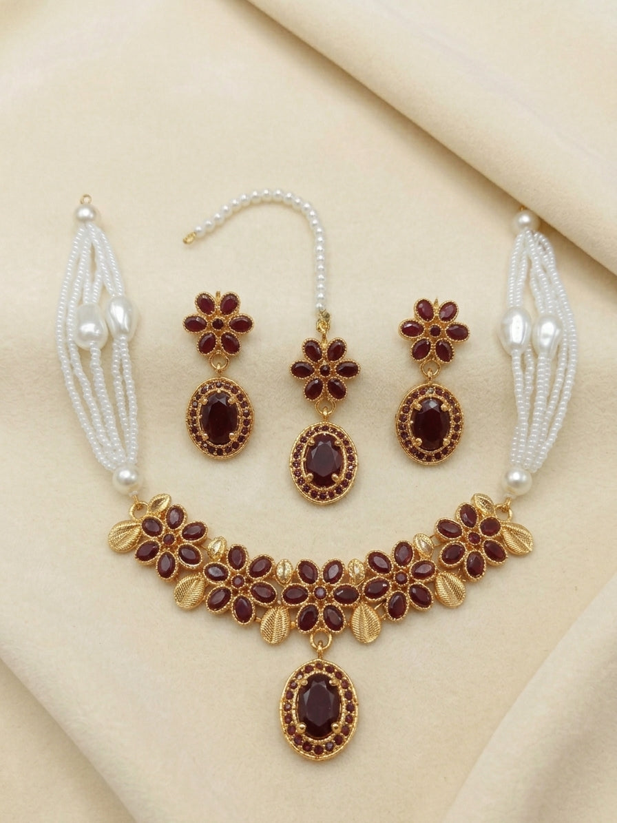 Flora Petal Multi-Strand Pearl Choker Set