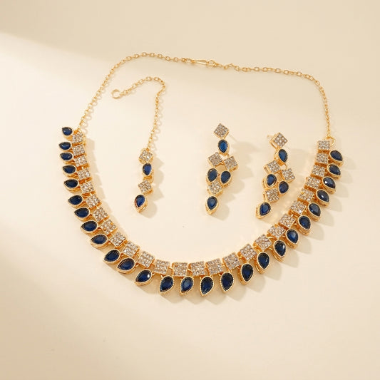 Celeste Teardrop Crystal Choker & Tikka Set