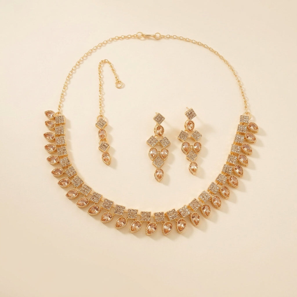 Celeste Teardrop Crystal Choker & Tikka Set